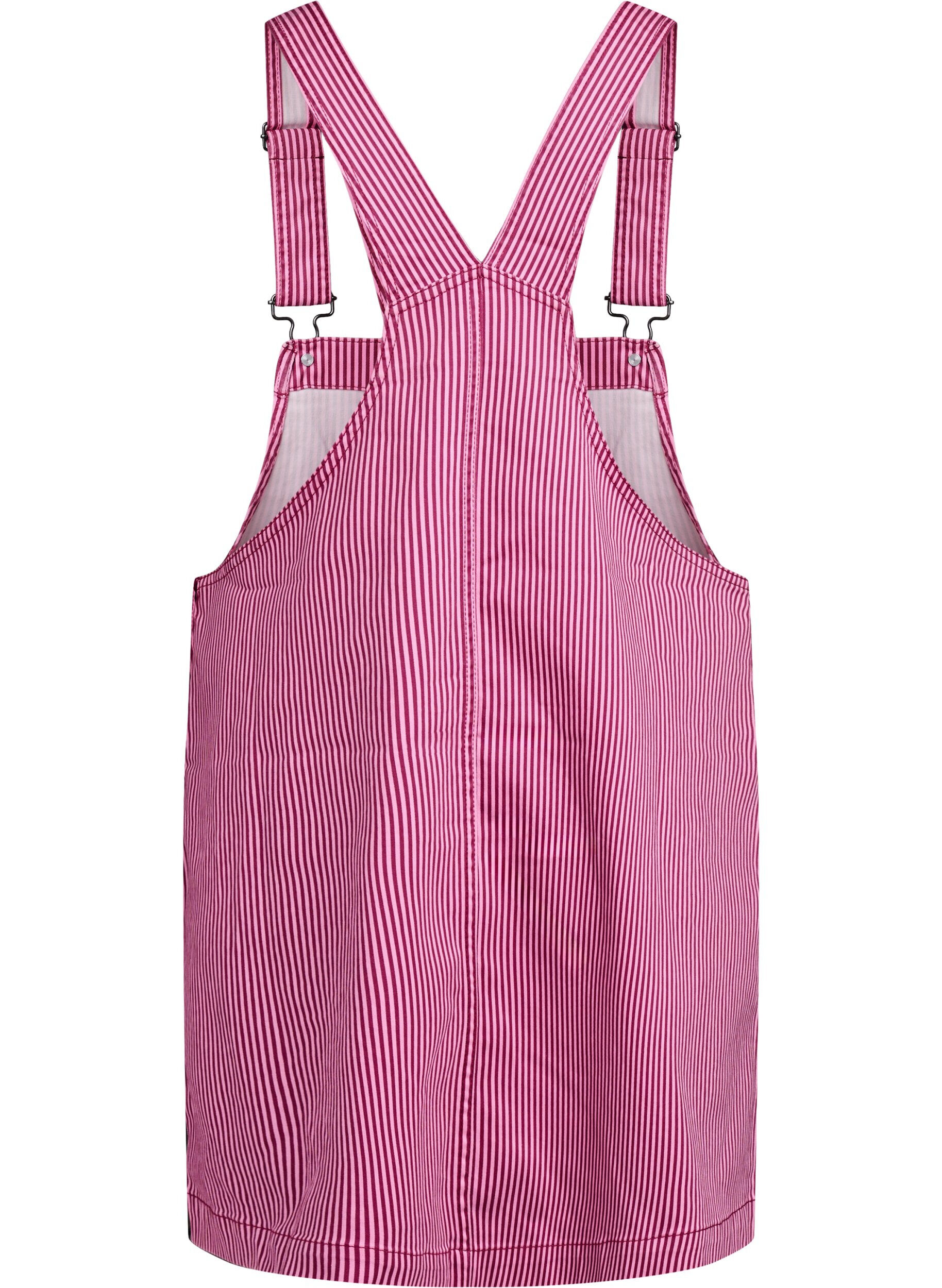 Zizzi Kurzes Latzkleid mit Streifen, Red Stripe, Packshot image number 1