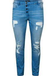 Ripped Emily-Jeans mit normaler Taille, Blue denim, Packshot