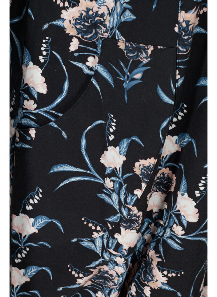 Kurzarm Baumwollkleid mit Print, Blau, Packshot image number 3
