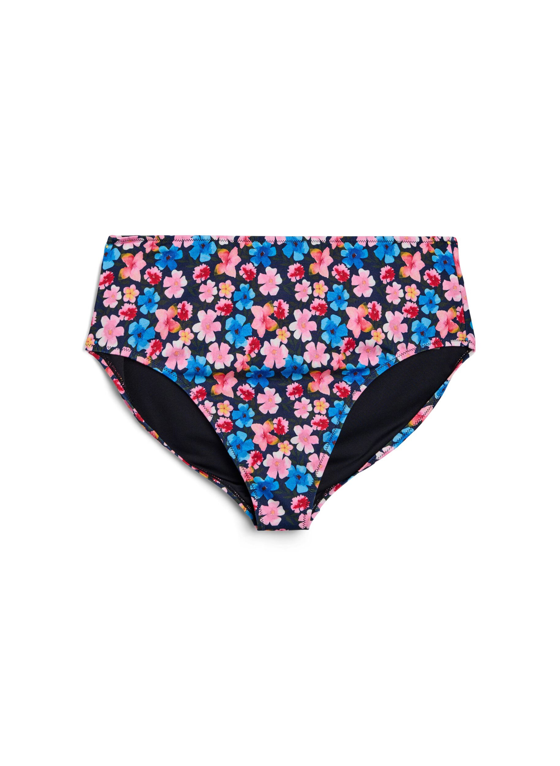 Hoch taillierte Bikinihose mit floralem Muster