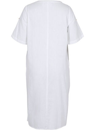 Langes kurzärmeliges Hemdkleid, White, Packshot image number 1