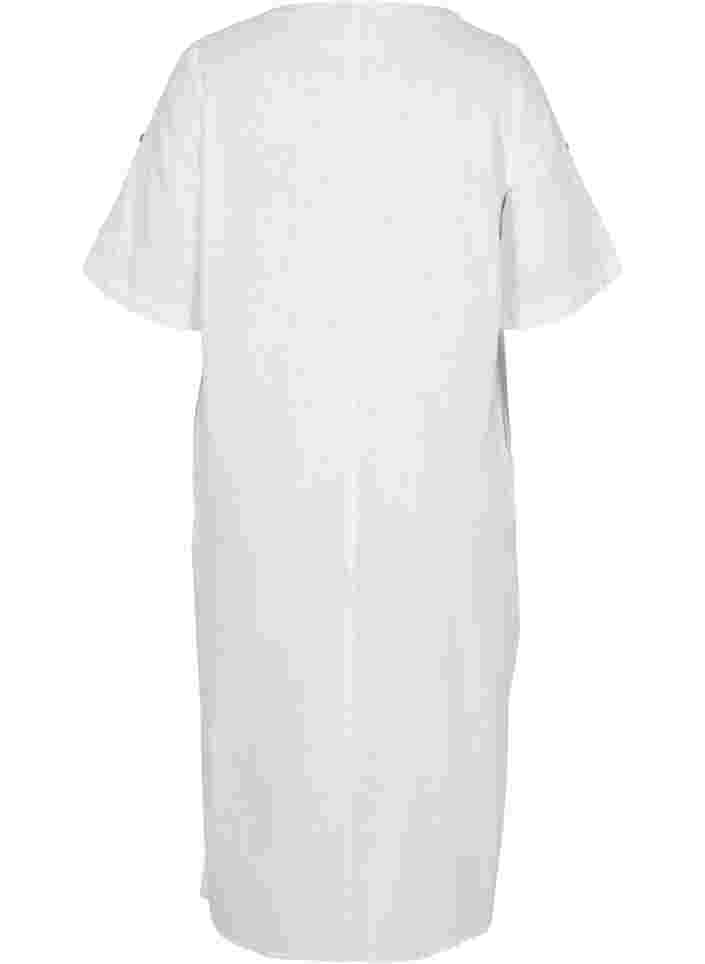 Langes kurzärmeliges Hemdkleid, White, Packshot image number 1