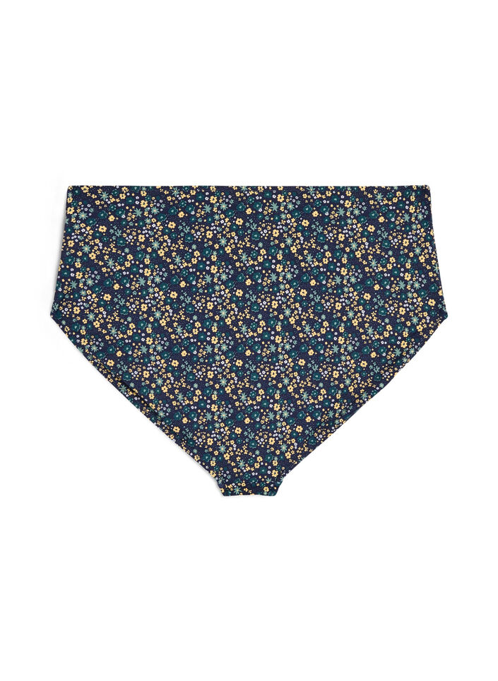 Bikini-Slip mit Print und hoher Taille, Gr&uuml;n, Packshot image number 1