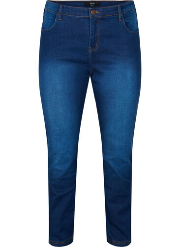 Slim Fit Emily Jeans mit normaler Taillenhöhe, Blue denim, Packshot image number 0
