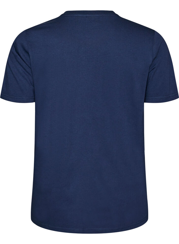 T-Shirt aus Bio-Baumwolle mit Lochstickerei, Blau, Packshot image number 1