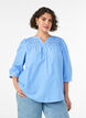 Bluse mit Smock und 3/4-&Auml;rmeln, Blau, Model image number 0