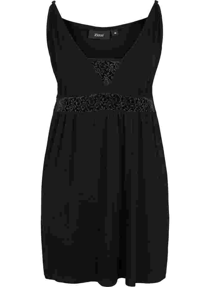 Nachtkleid aus Viskose mit Spitzendetails, Black, Packshot image number 0