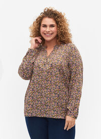 FLASH - Langärmelige Bluse mit Print, Multi Ditsy, Model