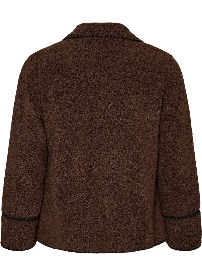 Teddyjacke mit Kontrastdetails, Braun, Packshot image number 1