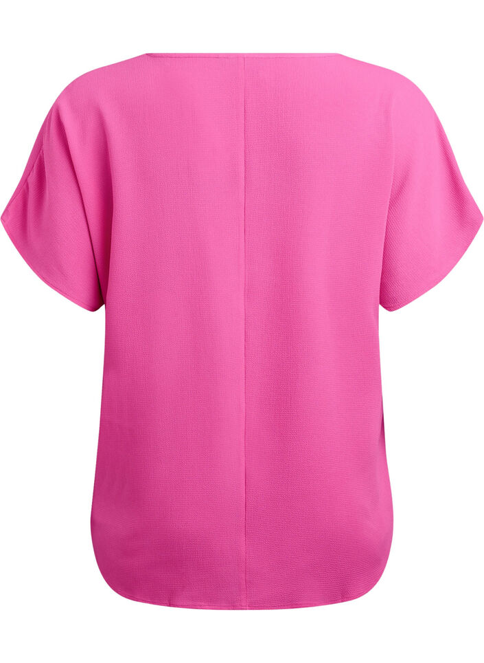 Bluse mit kurzen &Auml;rmeln und einem Rundhalsausschnitt, Rot, Packshot image number 1