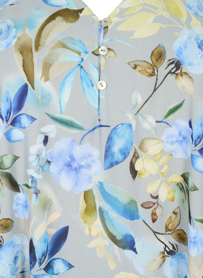 Geblümte Partybluse mit kurzen Ärmeln, Wrought Iron AOP, Packshot image number 2