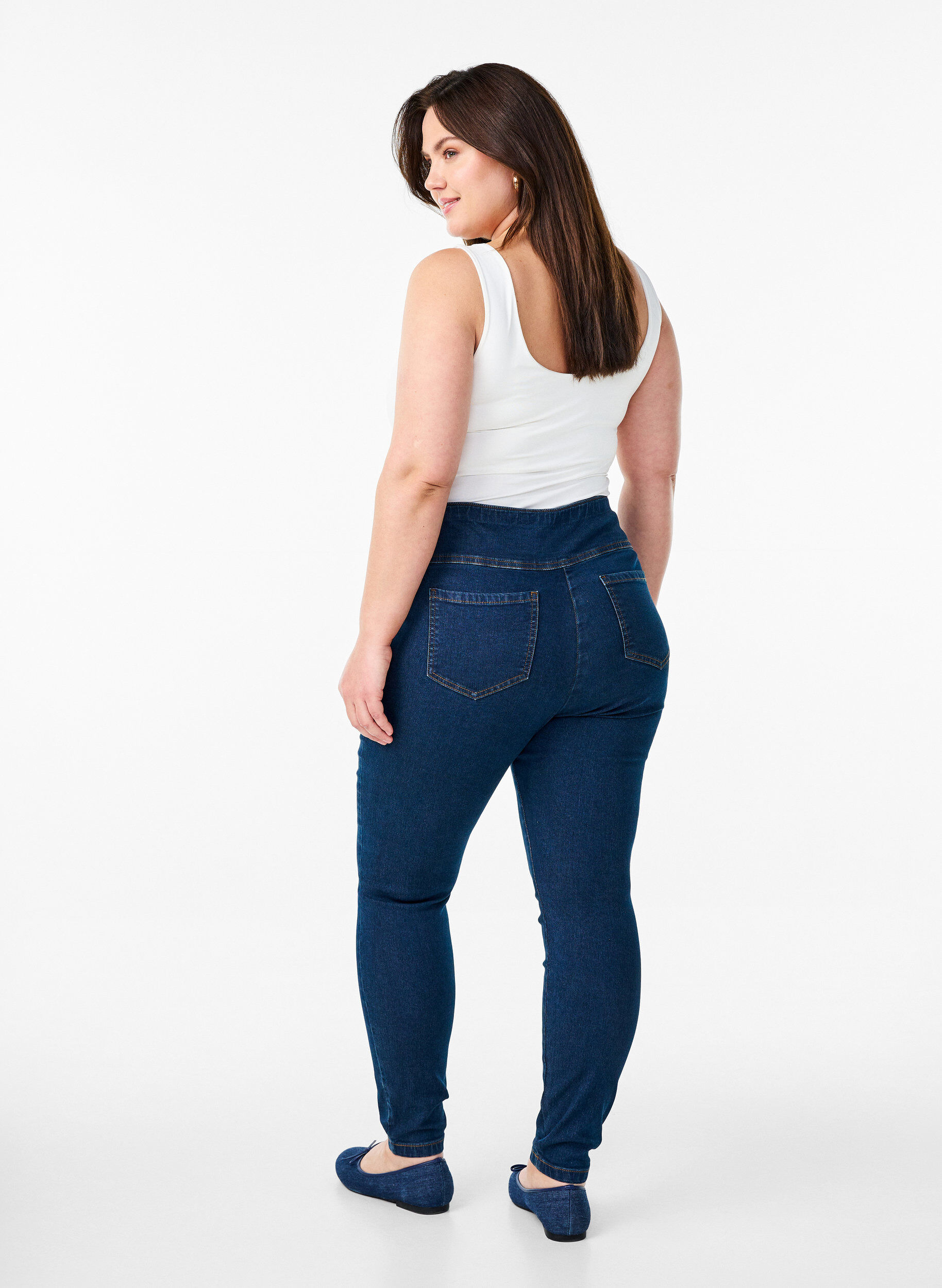 Zizzi Elastische Jeggings mit hoher Taille, Blau, Model image number 1