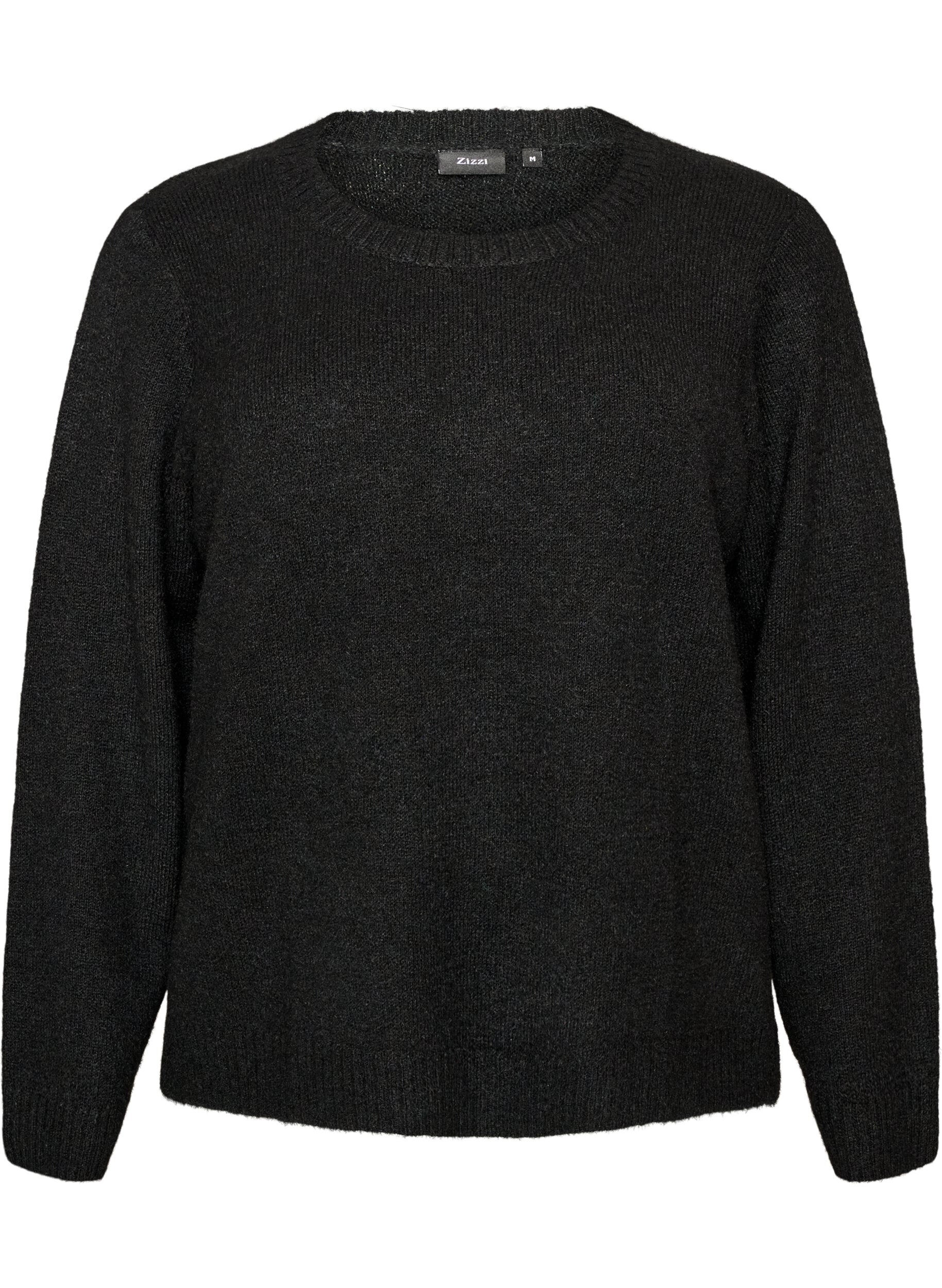 ZizziLockerer Pullover mit Rundhalsausschnitt, Schwarz, Packshot image number 0