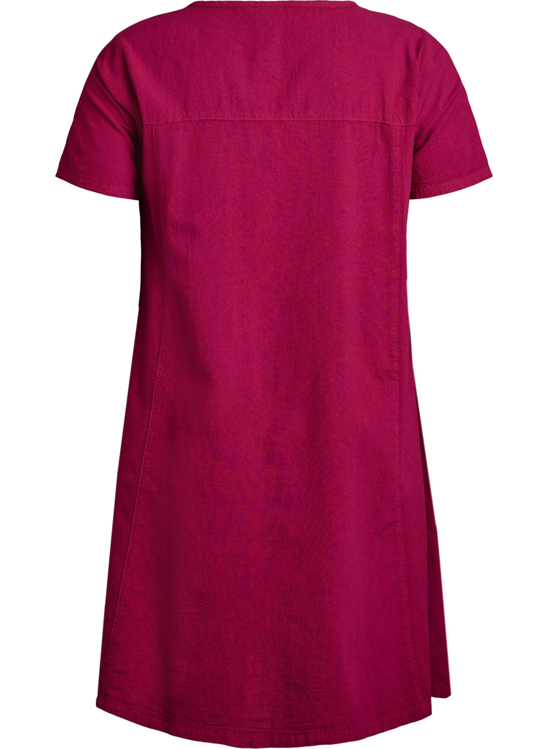 Zizzi Kurzarm Kleid aus Baumwolle, Rot, Packshot image number 1