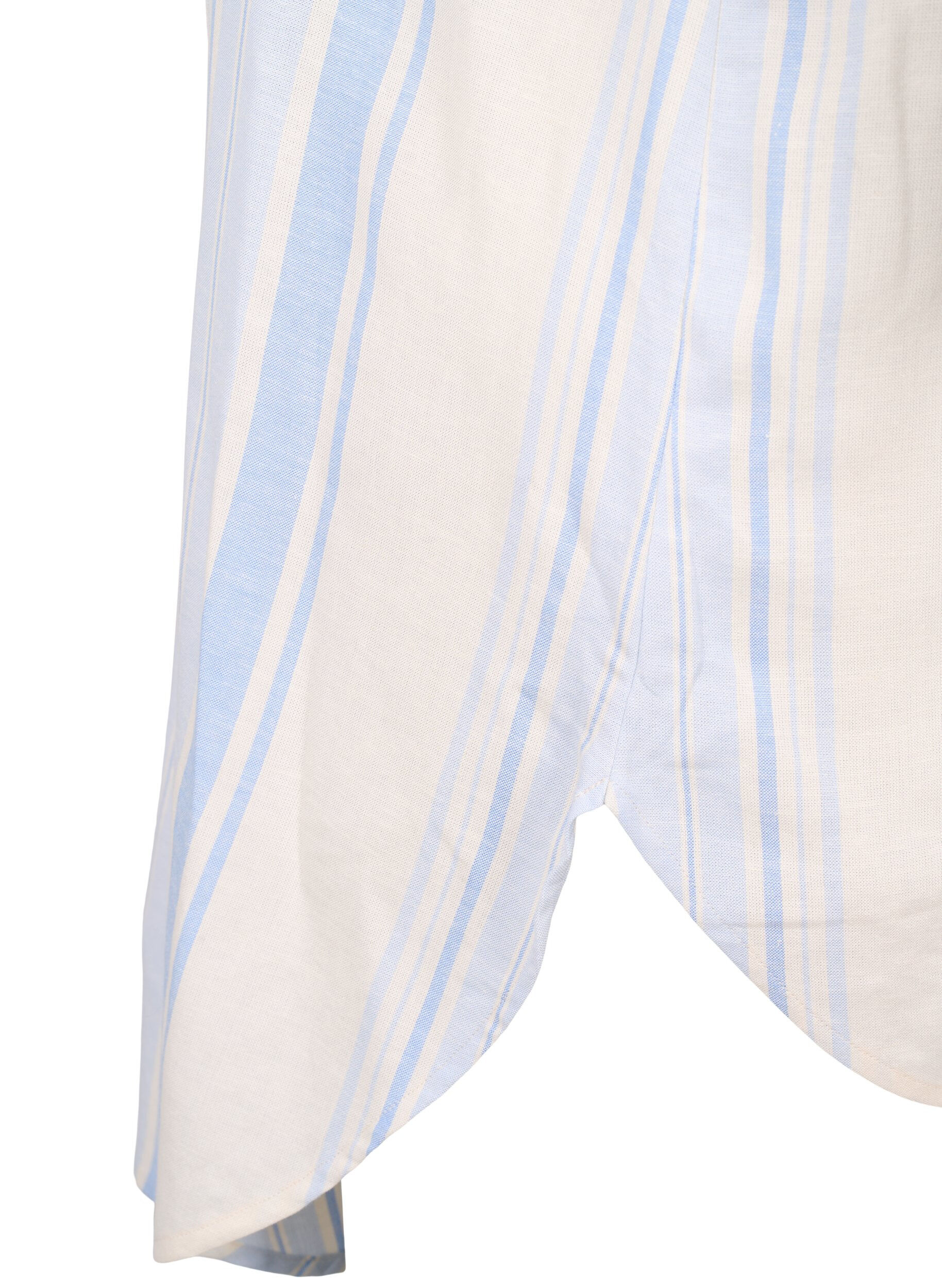 Zizzi Gestreiftes Kleid mit langen &Auml;rmeln, Birch w. Stripes, Packshot image number 3