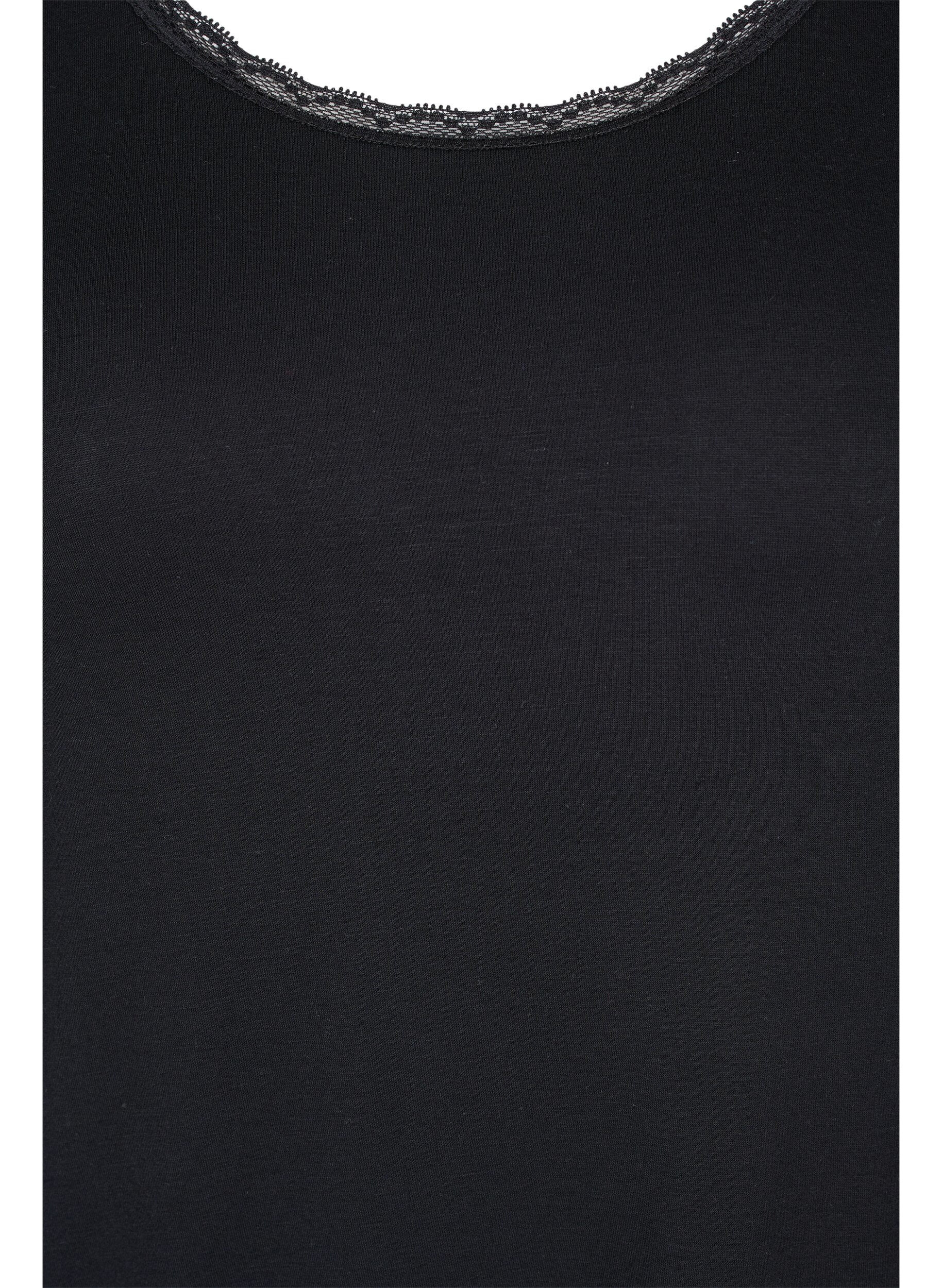 Zizzi Kurz&auml;rmeliges Nachthemd aus Viskose, Black, Packshot image number 2