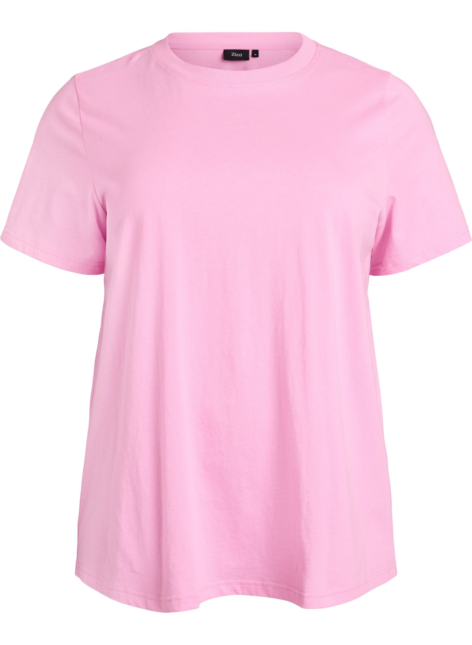 Zizzi Basic-T-Shirt aus Baumwolle mit Rundhalsausschnitt, Pink, Packshot image number 0