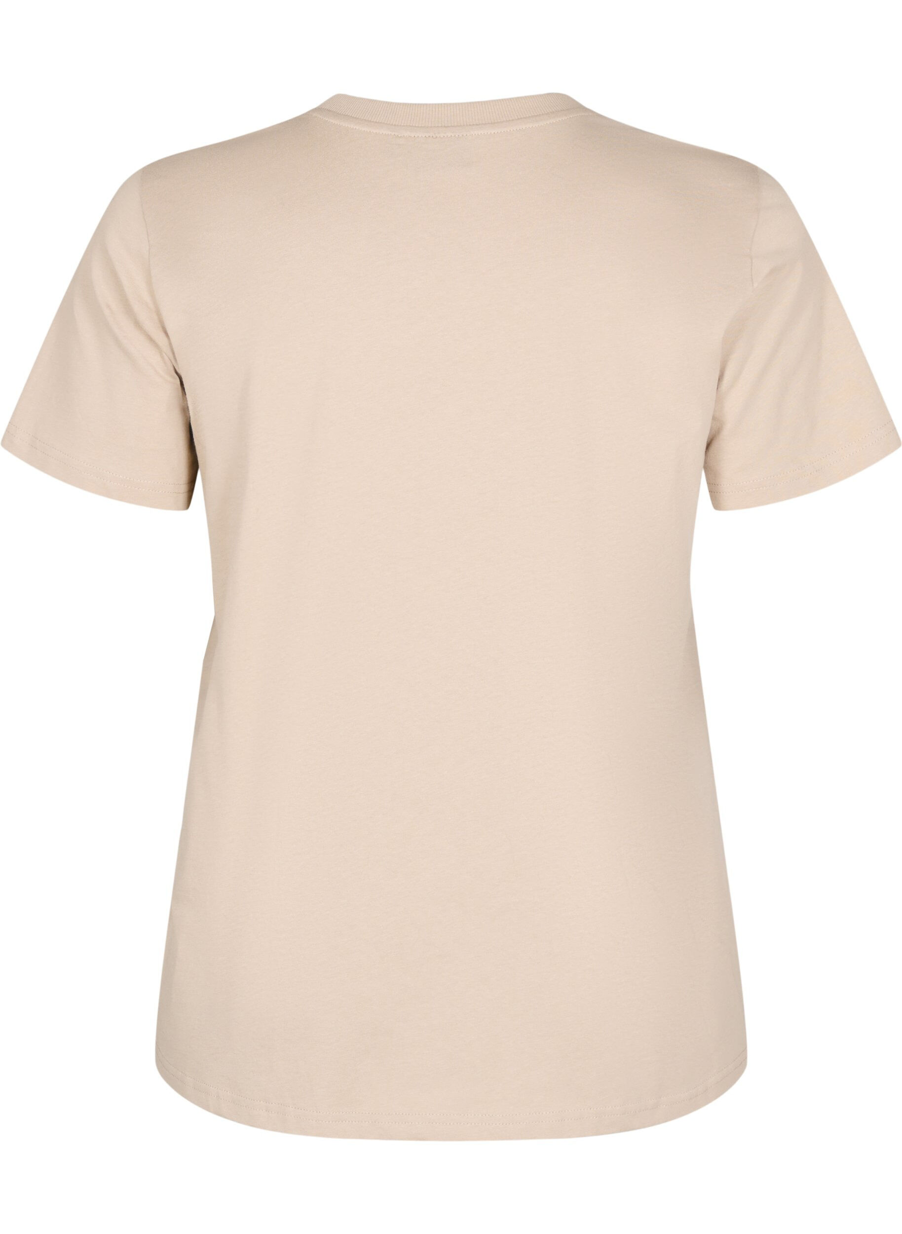 Zizzi Basic-T-Shirt aus Baumwolle mit Rundhalsausschnitt, Beige, Packshot image number 1