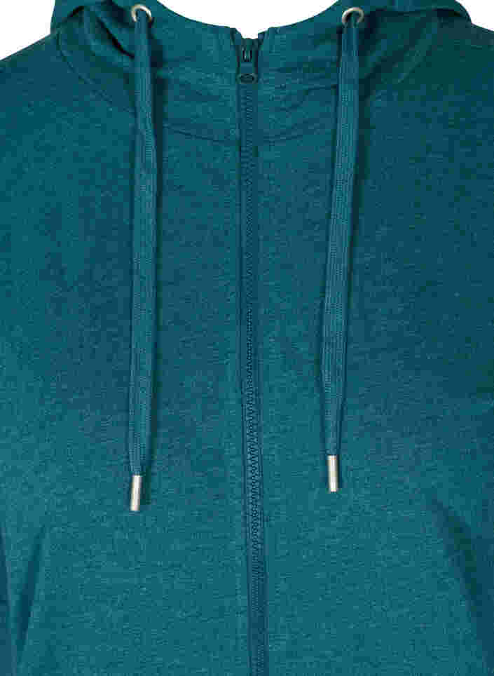 Sweat-Cardigan mit Reißverschluss und Kapuze, Deep Teal, Packshot image number 2