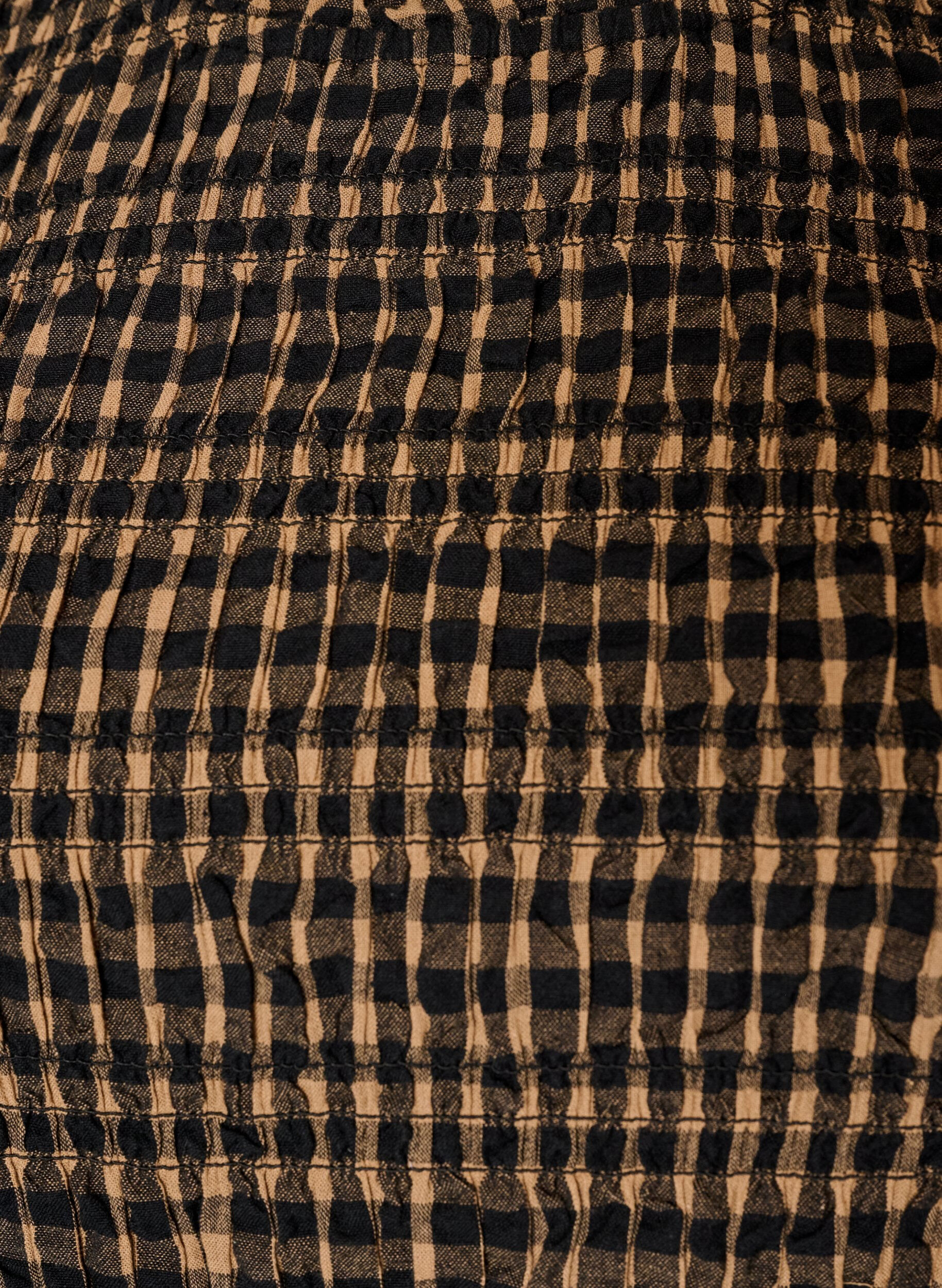 ZizziKarierte Bluse mit Smock und Sch&ouml;&szlig;chen, Braun, Packshot image number 2