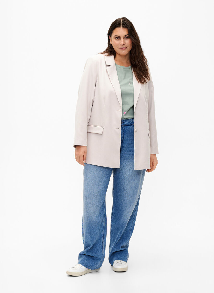 Klassischer Blazer mit Knopfverschluss, Pumice Stone, Model image number 2