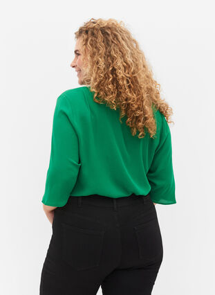 Bluse mit 3/4 Ärmeln und V-Ausschnitt, Jolly Green, Model image number 1