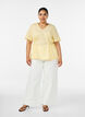 Bluse aus einer Baumwollmischung mit V-Ausschnitt und Bindeband, Gelb, Model image number 1