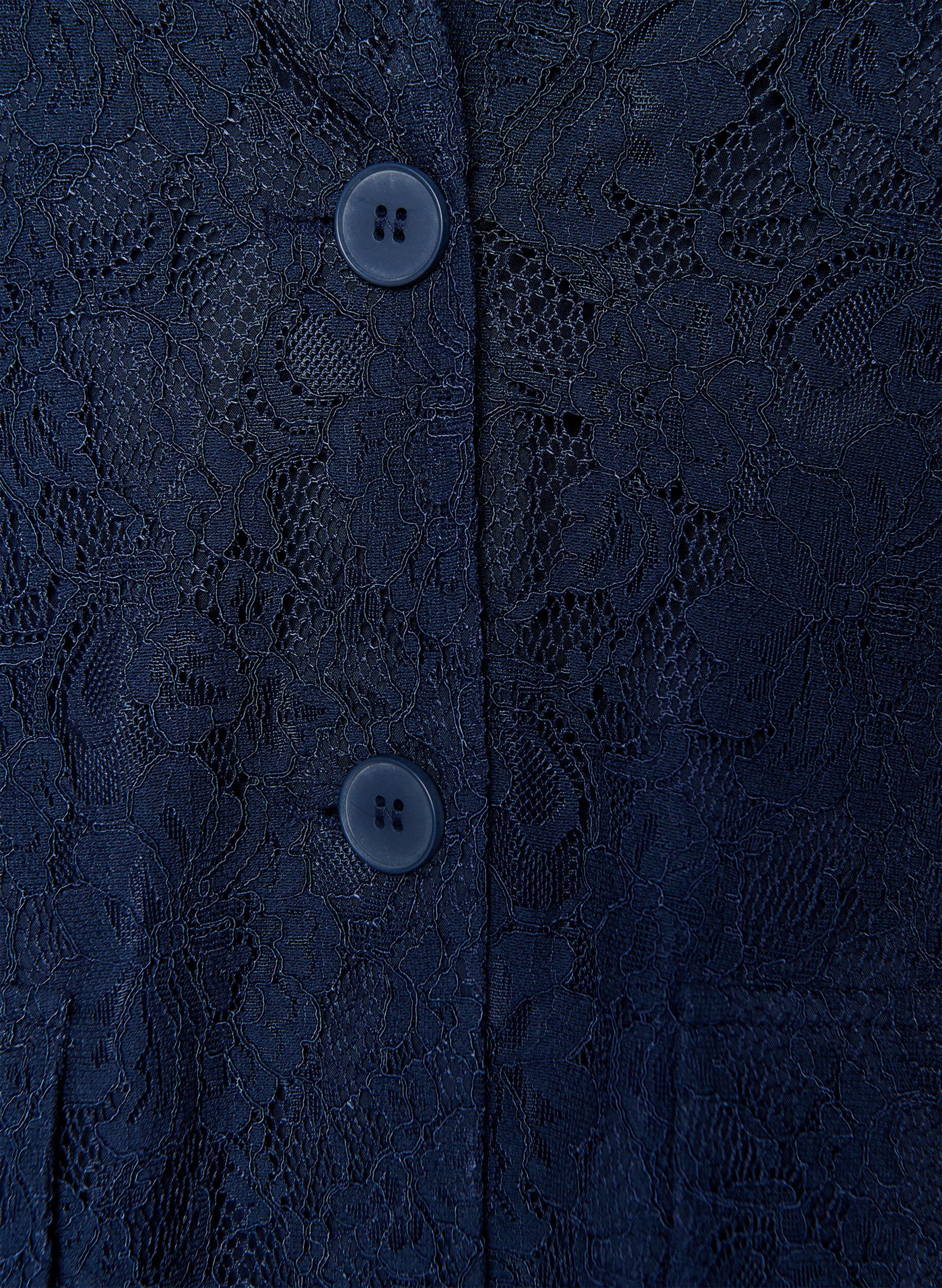 Zizzi Spitzenblazer mit Knopfverschluss, Blau, Packshot image number 2