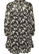 Gemustertes Kleid mit R&uuml;schen und langen &Auml;rmeln, Schwarz, Packshot image number 1