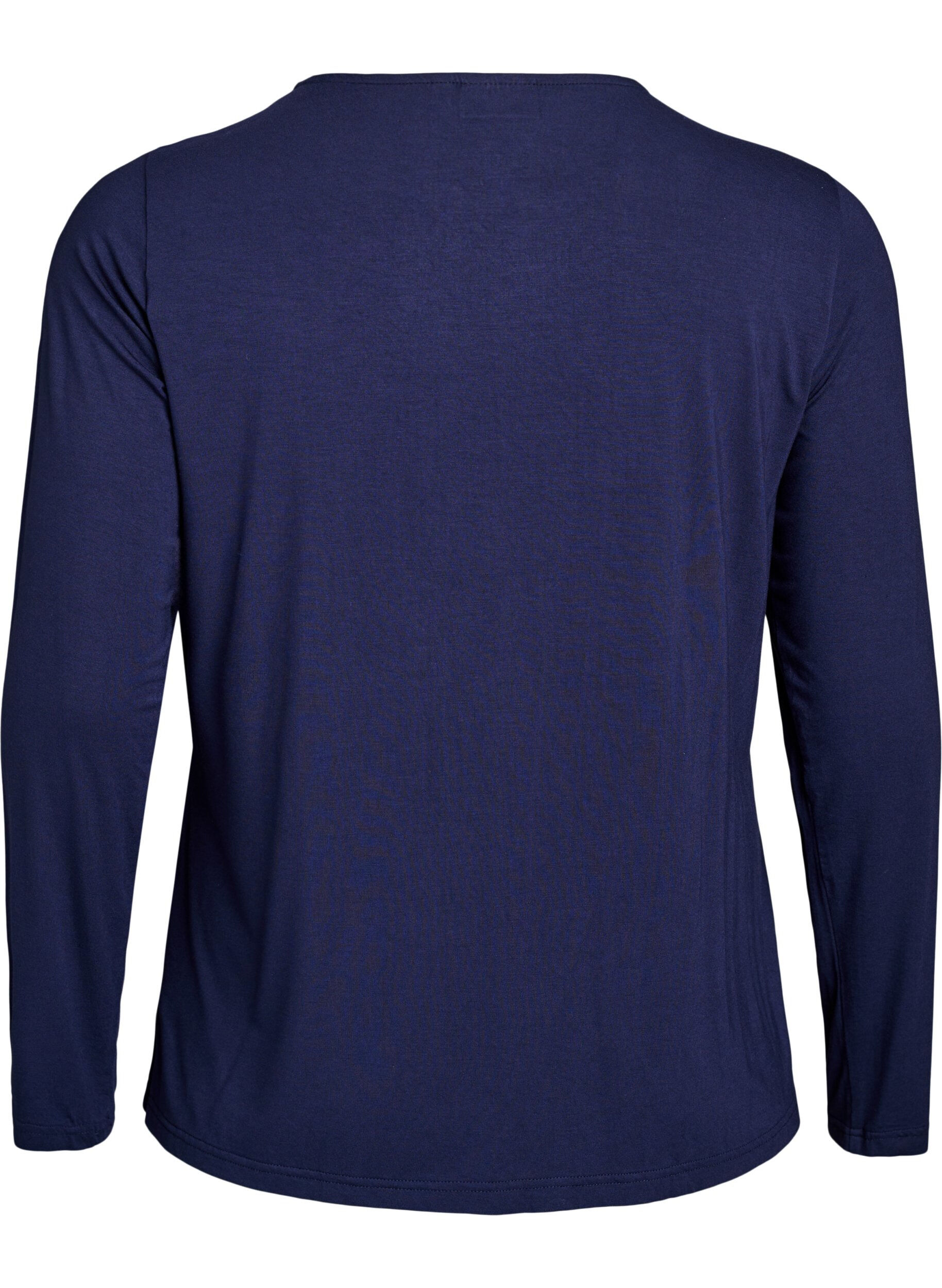 Zizzi Einfarbige Bluse mit langen &Auml;rmeln, Blau, Packshot image number 1