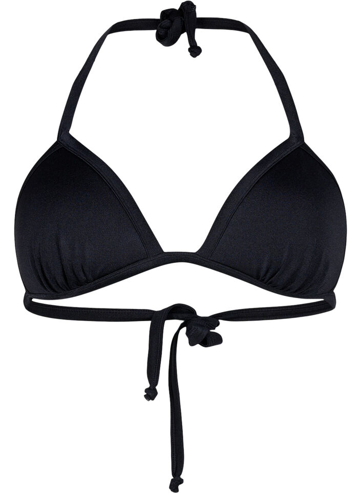 Einfarbiges Triangel-Bikinioberteil, Schwarz, Packshot image number 0
