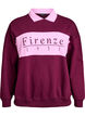 Sweatshirt aus Bio-Baumwolle mit Kragen und Kontrastprint, Dunkles Bordeaux, Packshot image number 0