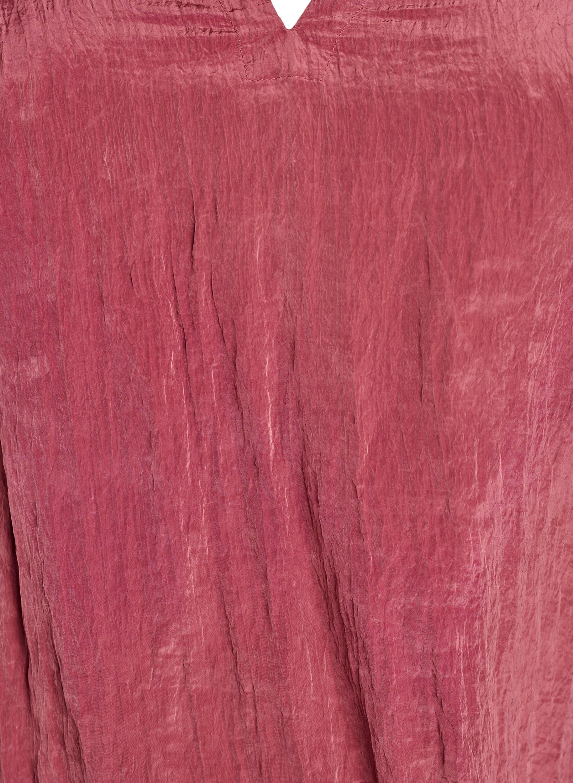 Zizzi Bluse mit V-Ausschnitt und Crinkle-Struktur, Rot, Packshot image number 2