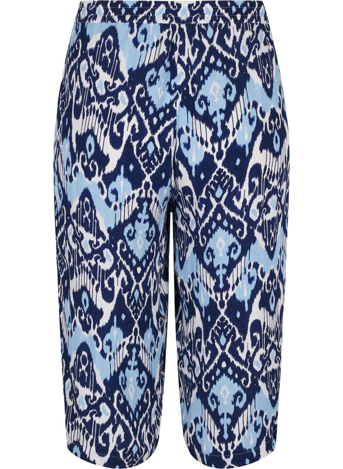 Culotte-Hose aus Viskose mit Aufdruck, Blue Ethnic AOP, Packshot image number 1