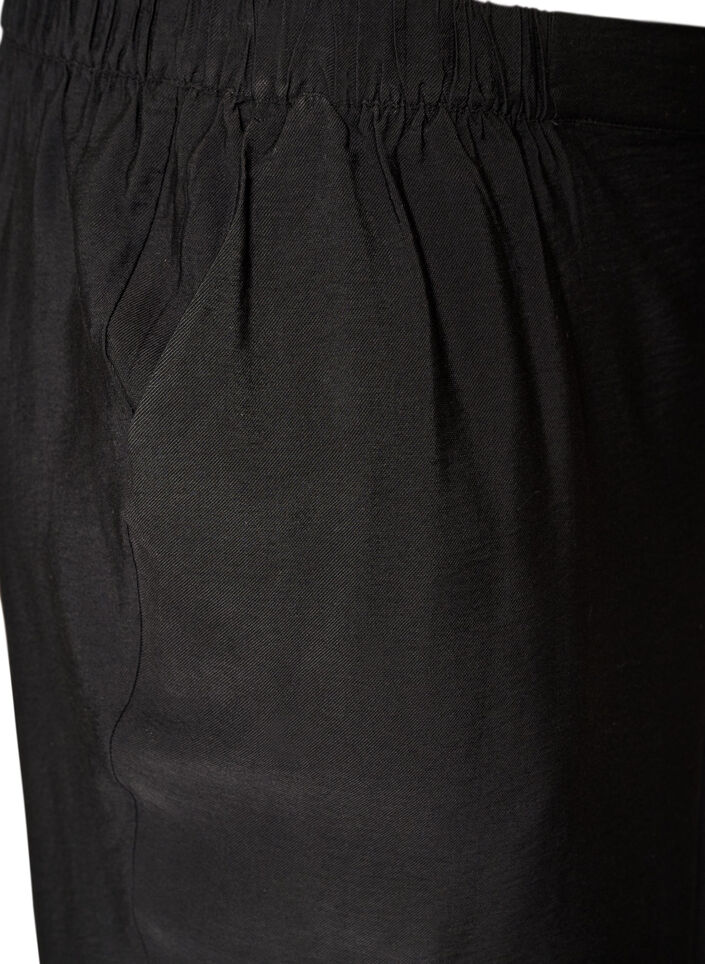 Viskosehose mit elastischem Bund und geraden Beinen, Schwarz, Packshot image number 2