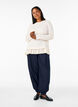Strukturierte Bluse mit R&uuml;schensaum, Vanille, Model image number 1