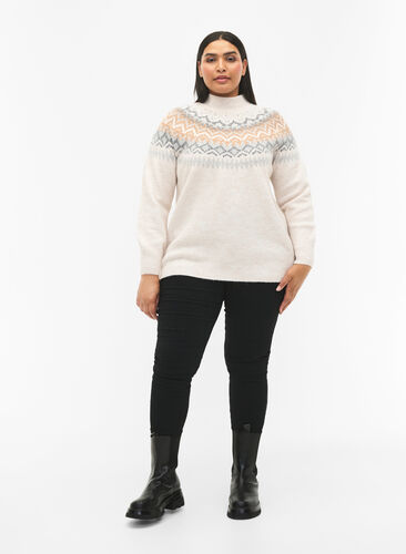 Pullover mit Muster, Birch Mel. Comb, Model image number 2