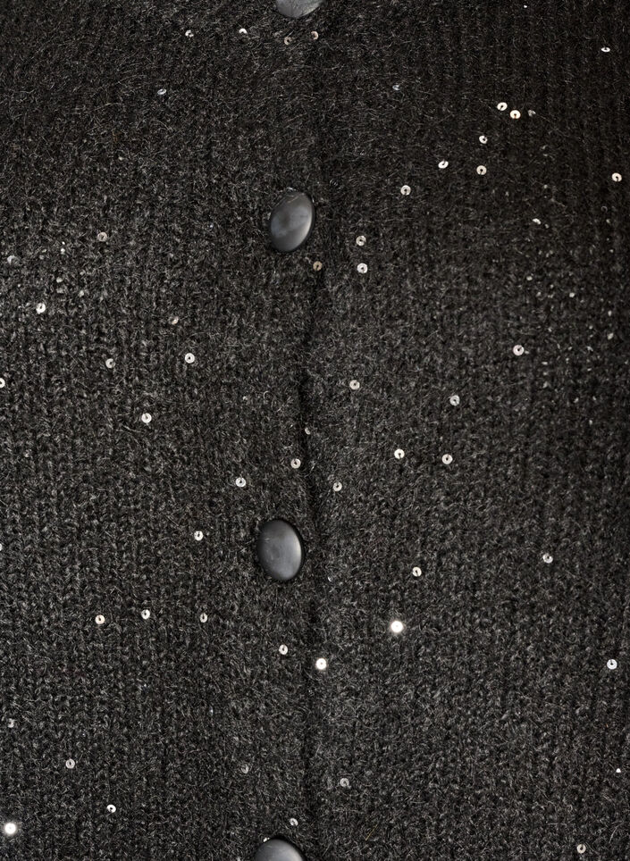 Cardigan mit Pailletten und Kn&ouml;pfen, Schwarz, Packshot image number 2