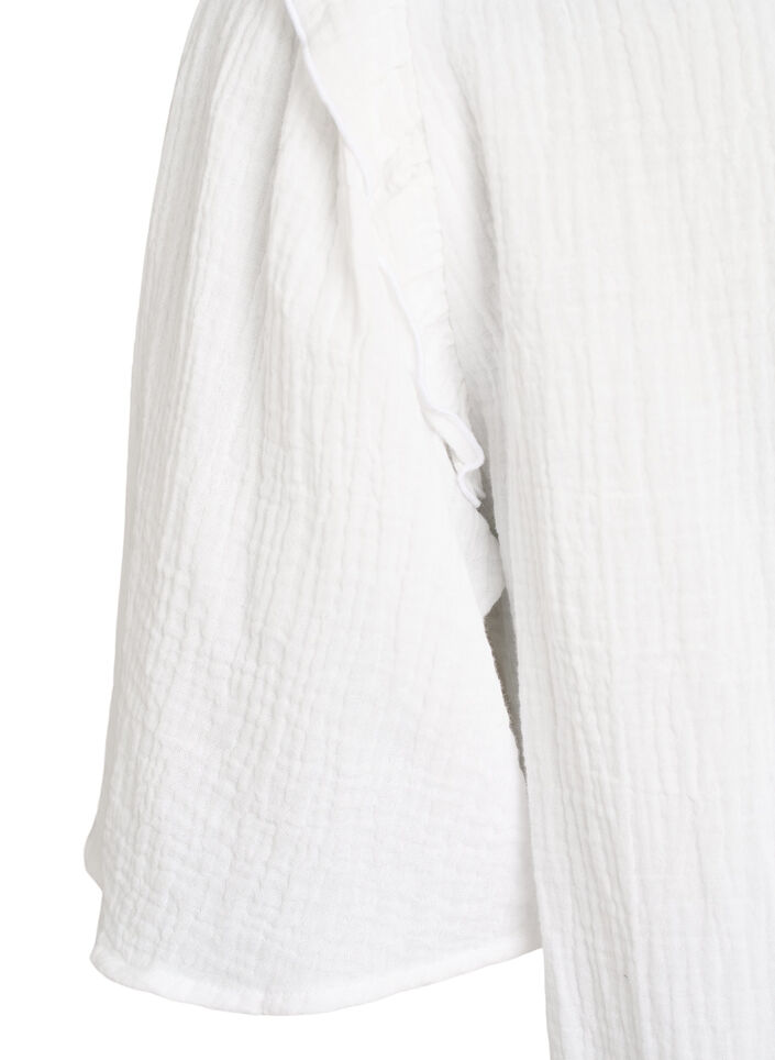 Bluse aus Baumwoll-Musselin mit Broderie Anglaise und 1/2-&Auml;rmeln, Wei&szlig;, Packshot image number 3