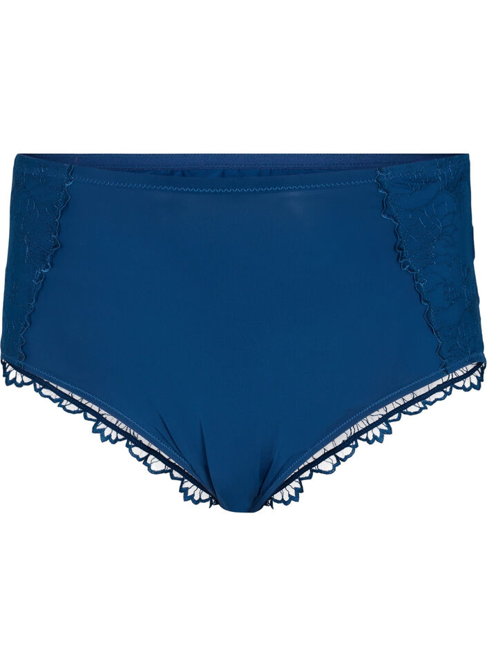 Hipster-Unterhose mit Spitze und normaler Taille, Blue Opal, Packshot image number 0