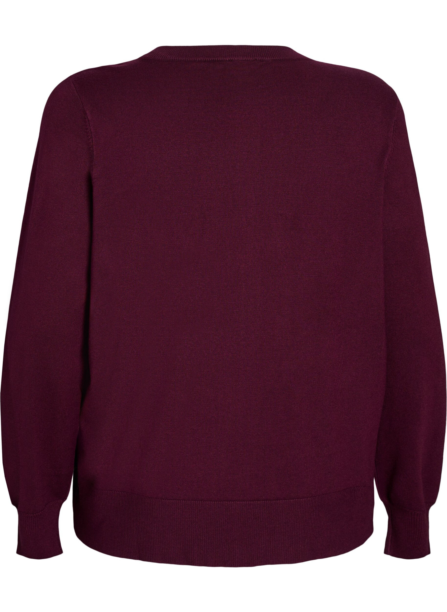 Zizzi Strickjacke mit Rundhalsausschnitt und Kn&ouml;pfen, Rot, Packshot image number 1