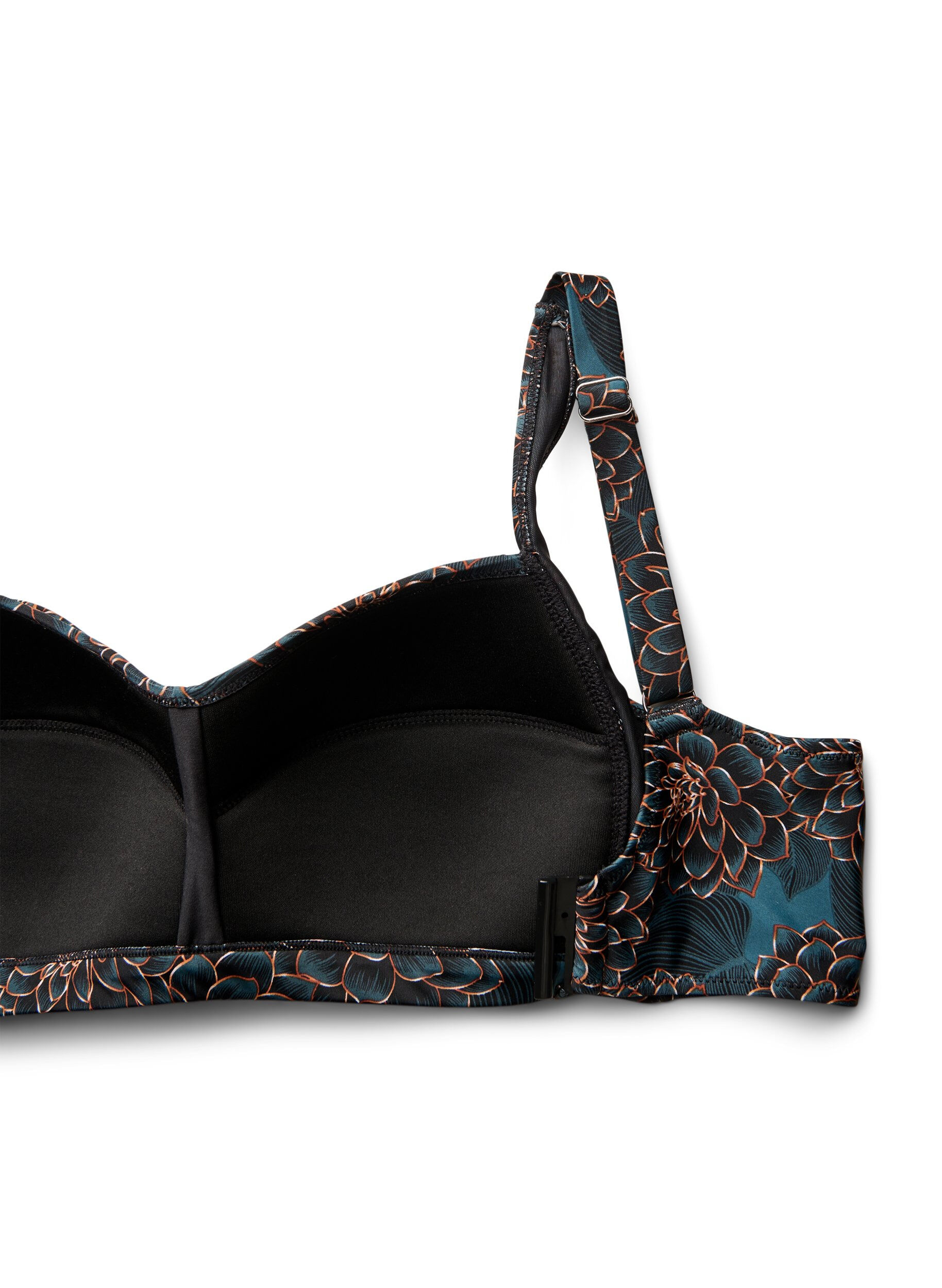 Zizzi Wattierter Bikini-Oberteil mit Print, Petrol, Packshot image number 3