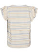 &Auml;rmellose Bluse mit R&uuml;schen und gemusterten Streifen, Vanille, Packshot image number 1