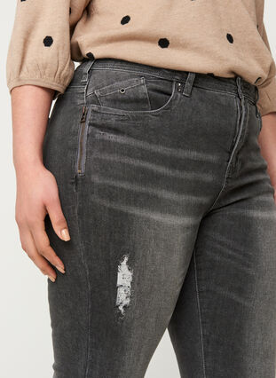 Super Slim Amy Jeans mit Schlitz, Grey Denim, Model image number 1
