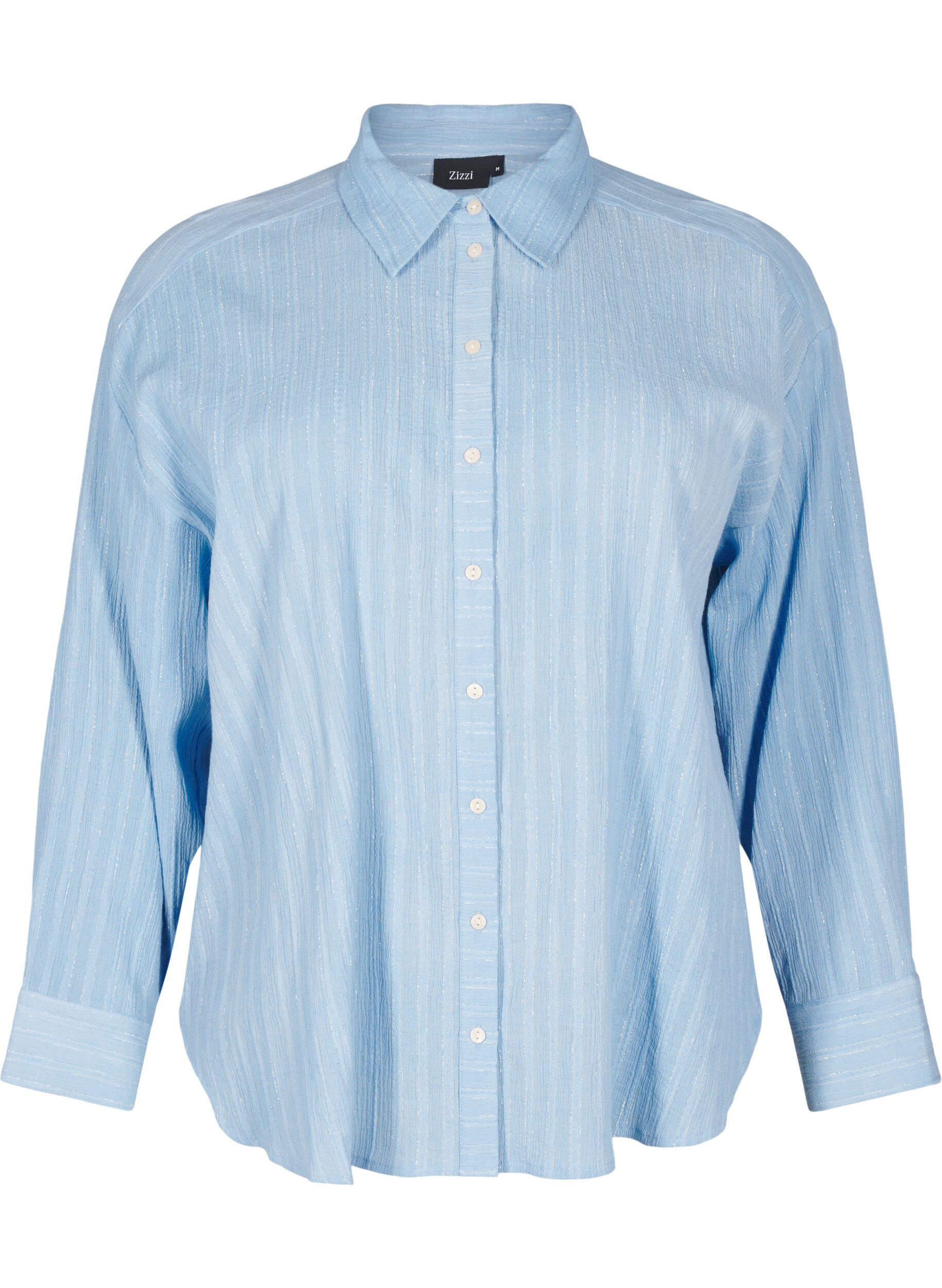 Lockere Bluse mit Streifenstruktur und Glitzerfaden