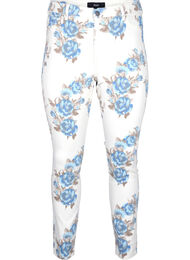 Super-schmale Amy Jeans mit Blumenprint, White B.AOP, Packshot