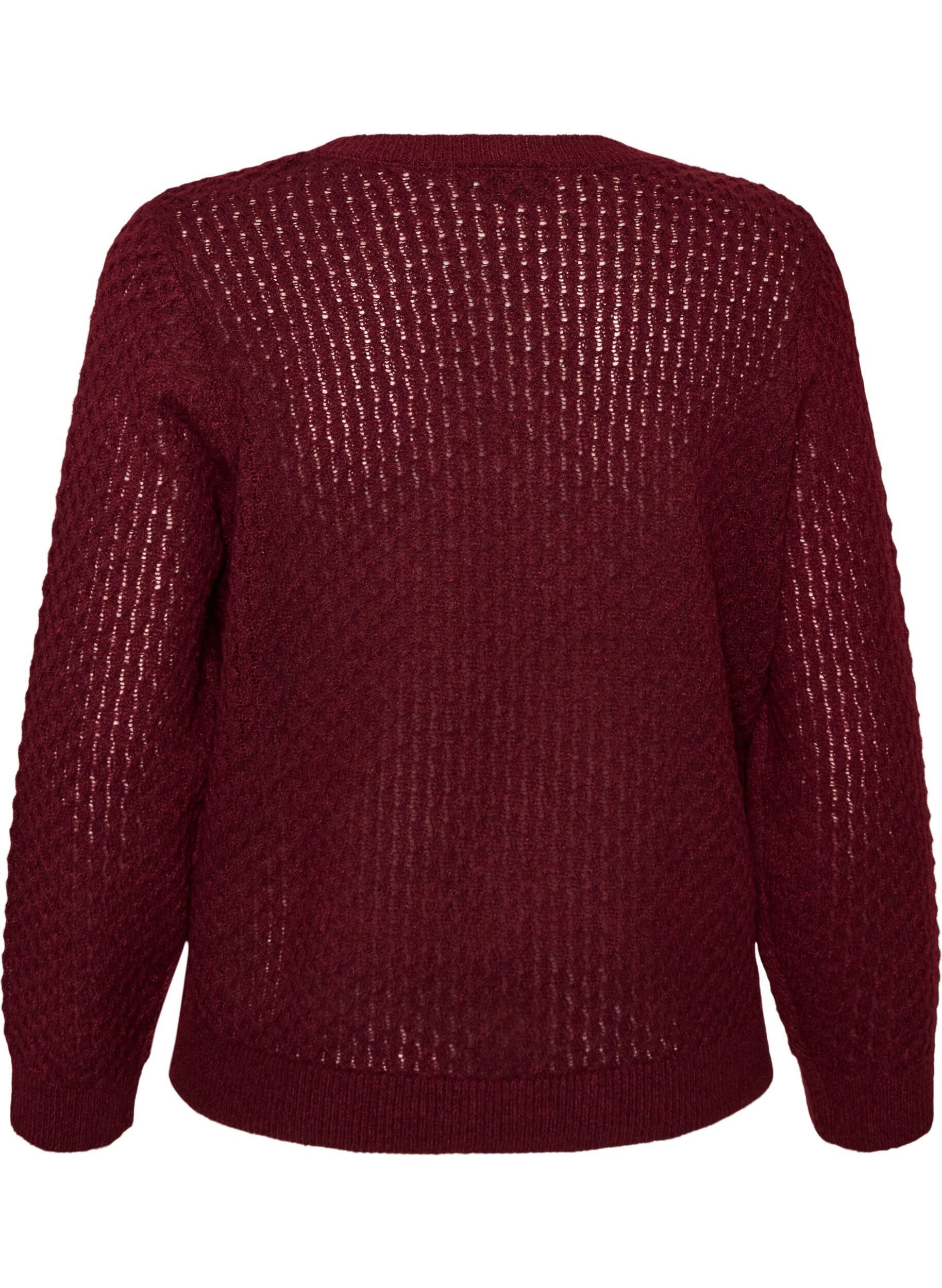 ZizziStrickbluse mit strukturiertem Lochmuster, Rot, Packshot image number 1