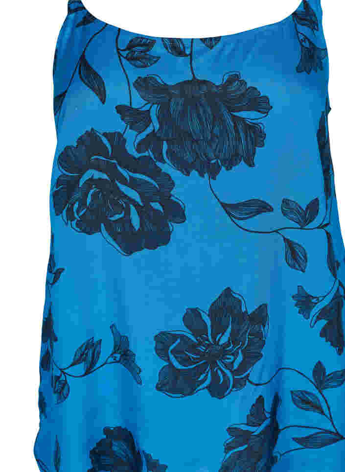 Ärmelloses Viskose-Top mit Blumendruck, Blue Flower AOP, Packshot image number 2