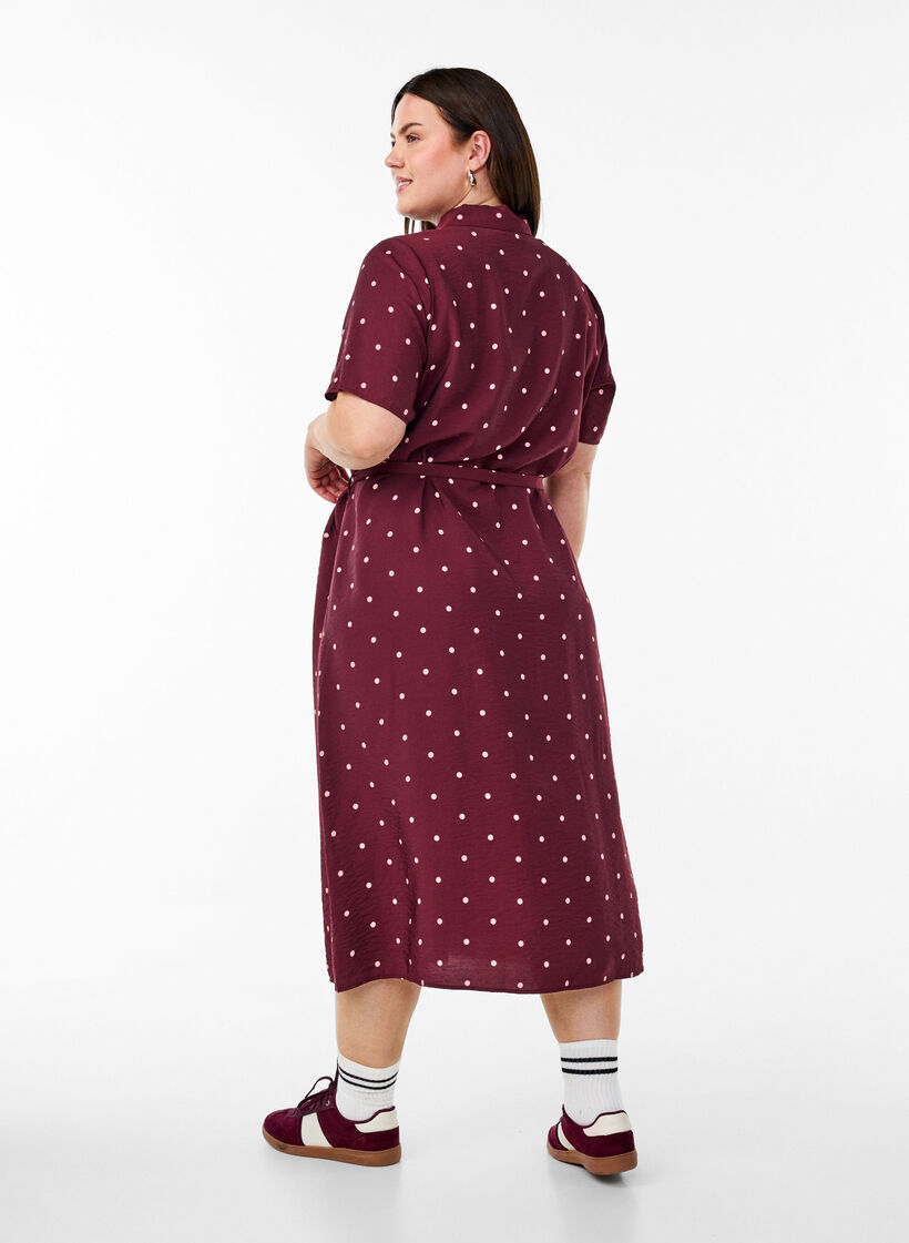 Midikleid aus Hemd mit Polka Dots, Rot, Model image number 2
