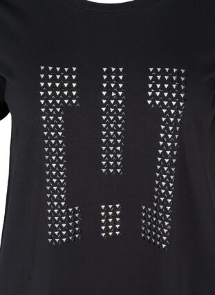 Baumwoll T-Shirt mit Nieten, Black w Excla, Packshot image number 2